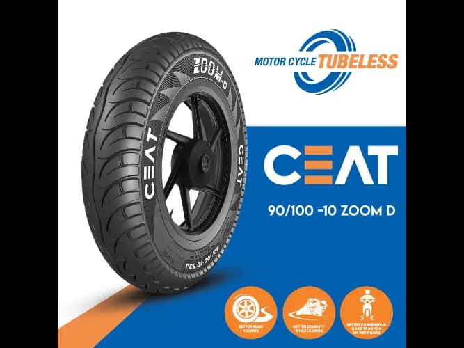 CEAT Scooter Tyre 90/100 -10 ZOOM D (F & R) Tubeless