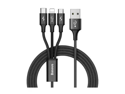 BASEUS Rapid Series 3 In 1 Cable USB To iPhone + Type-C + Micro 3A 1.2M CAMLT-SU01