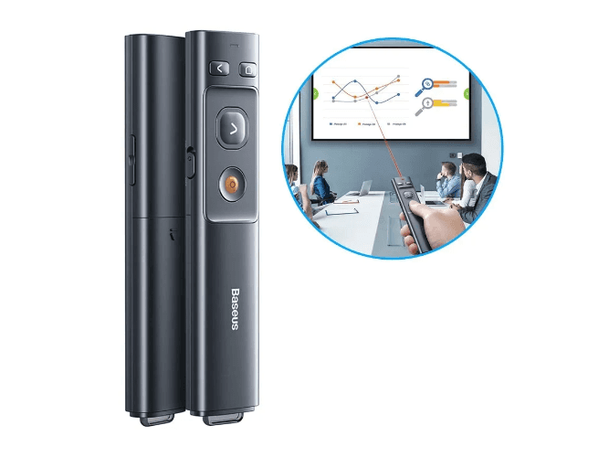 Baseus Orange Dot Rechargeable Wireless Presenter (Red Laser) Grey – WKCD000013 (3)