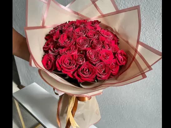 Passion's Embrace Bouquet with 35 Red Roses