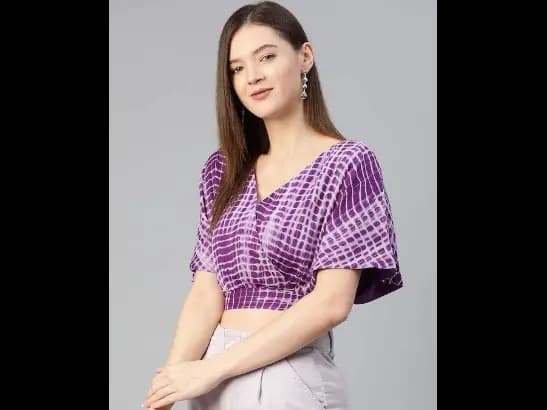 Trendy Purple and White Solid Wrapped Top (3)