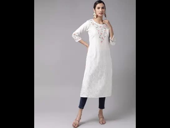 Embellished 3/4th Sleeves Kurta