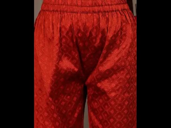 Rust Yoke Design Kurta with Trousers & With Dupatta (4)