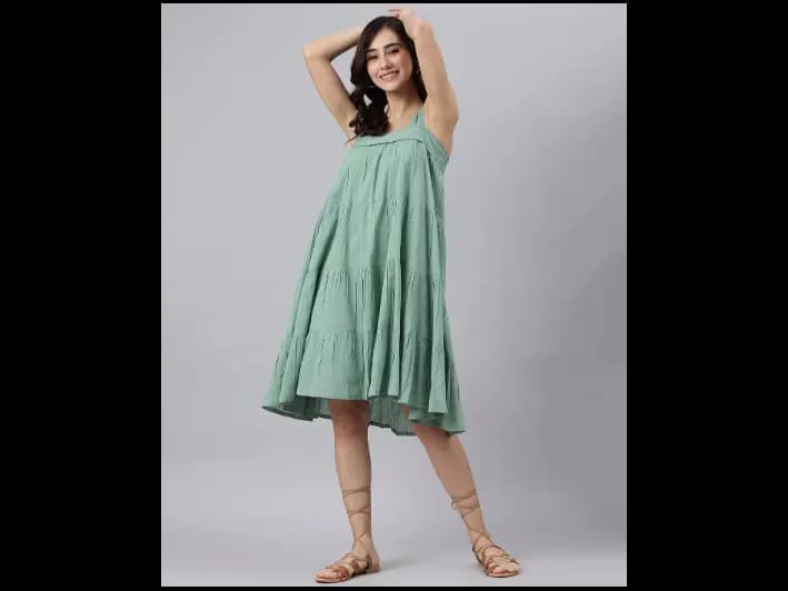 Square-Neck Sleeveless A-Line Dress (4)