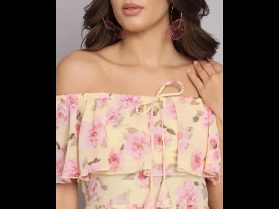 Floral Print Off-Shoulder A-Line Dress (3)