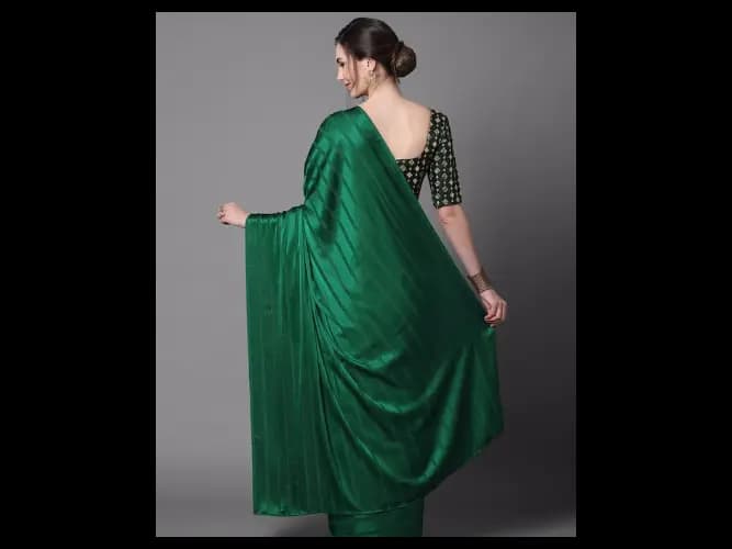 Green Striped Leheriya Saree (3)
