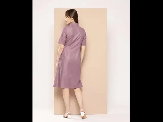 Front Knot Shirt Midi Dress (5)