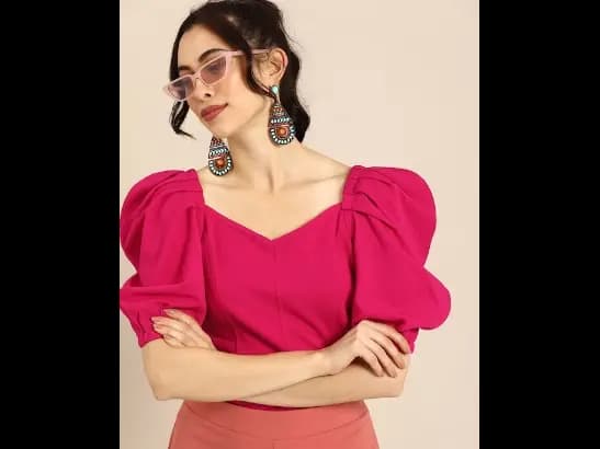 Chic Fuchsia Pink Power Shoulders Top