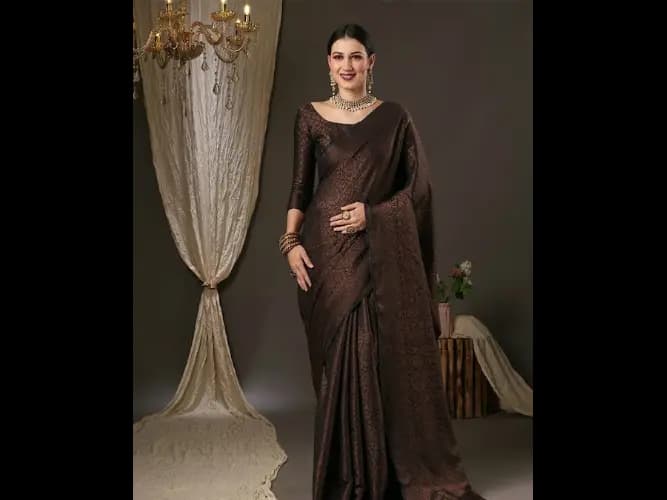 Black & Gold-Toned Woven Design Zari Silk Blend Banarasi Sarees (5)