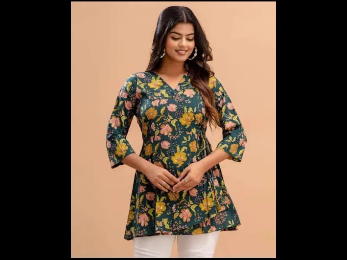 Floral Print Angrakha Kurti (4)