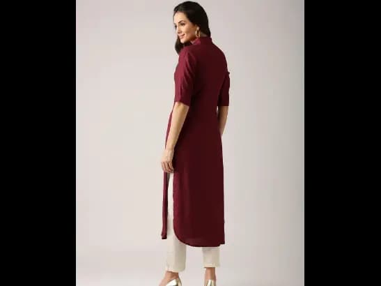Maroon Woven Design Pathani Kurta (3)