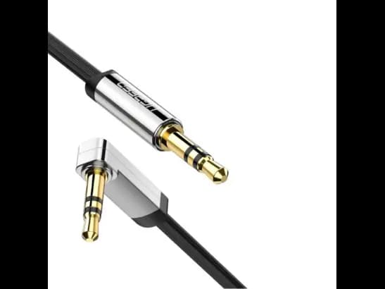 Ugreen 10598 3.5mm Male to 3.5mm Male Straight Angle Flat Cable 1M (Black) (2)