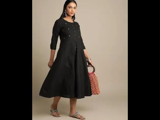 Embroidered Fit & Flare Dress with Insert Pocket