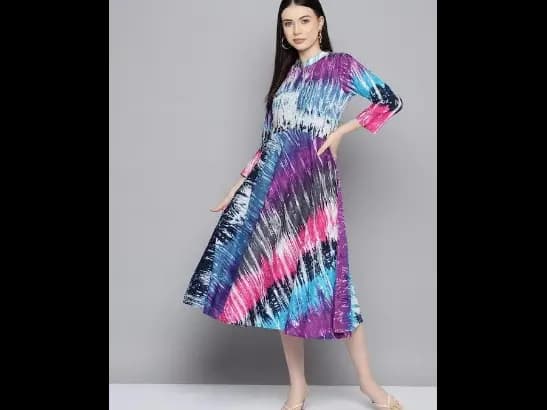 Abstract Printed Fit & Flare Midi Dress