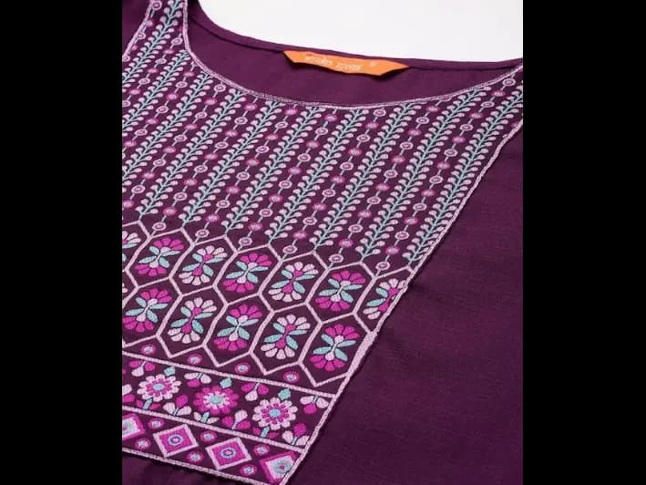 Purple Yoke Design Regular Kurta with Palazzos & With Dupatta (4)