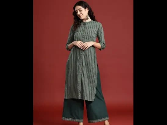 Sequinned Pure Cotton Kurta with Palazzos