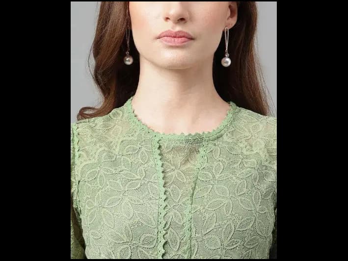 Solid Round Neck Nylon Women's Dress (3)