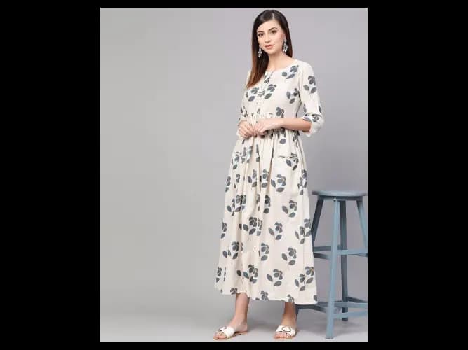 Tropical Printed A-Line Dress (5)