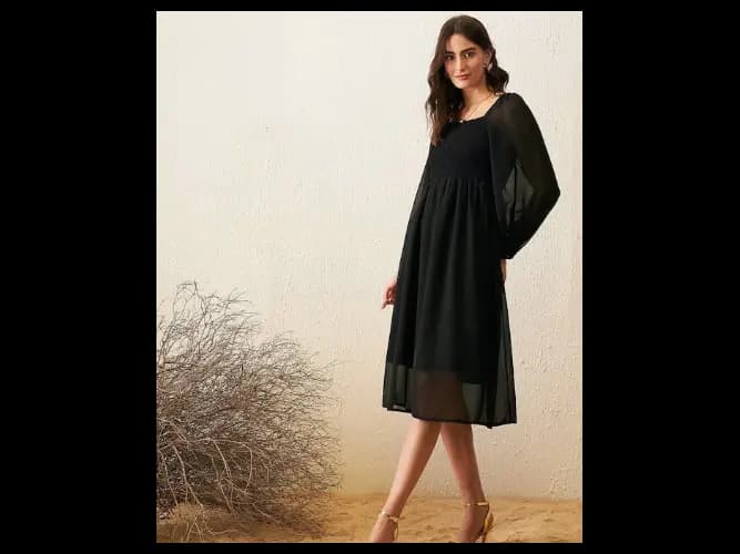 Puff Sleeve Georgette Empire Dress