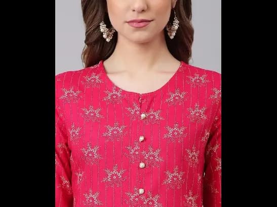 Pink Ethnic Motifs Printed Kurta with Skirt (4)