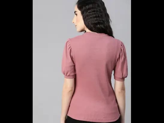 The Lifestyle Co Pink Puff Sleeve Regular Top (4)