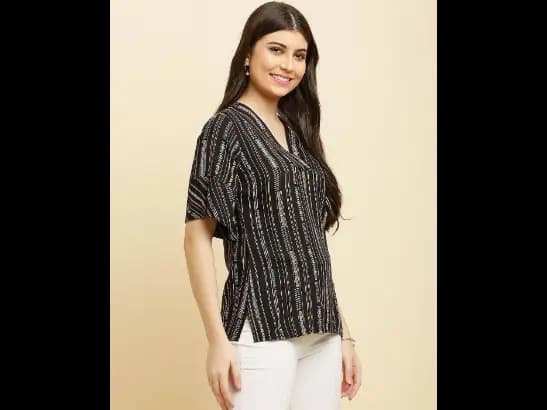 Women Striped Regular Fit Top (2)