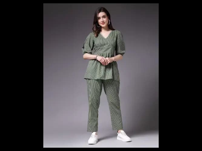 Textured A-Line Dress - Green (4)