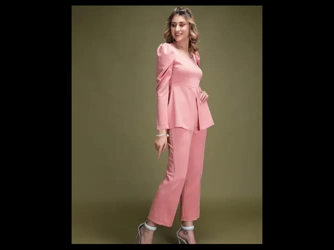 Sweetheart Neck Top With Trousers (4)