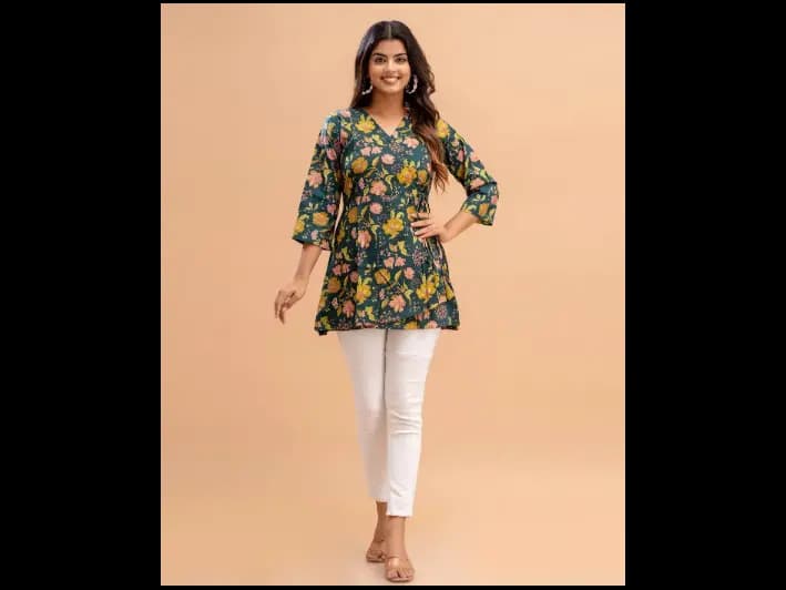 Floral Print Angrakha Kurti (3)