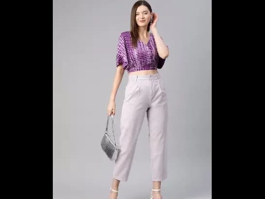 Trendy Purple and White Solid Wrapped Top (4)