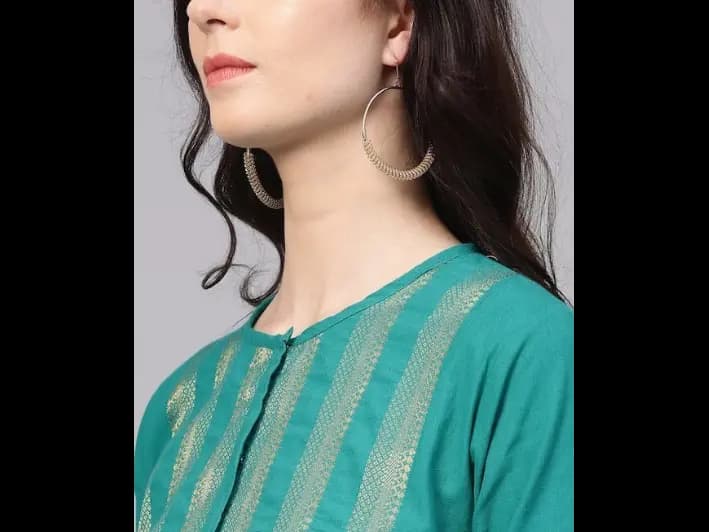 Women Green Yoke Design Kurta with Palazzos (3)