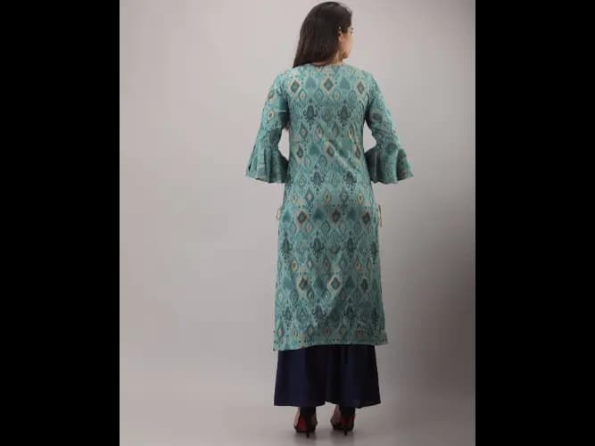 Floral Print Straight Kurta with Sharara (3)