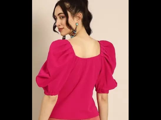 Chic Fuchsia Pink Power Shoulders Top (3)