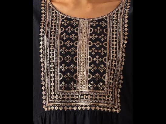 Yoke Design A-Line Silk Kurta (4)