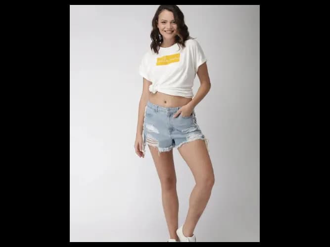 Women Off-White Printed Round Neck T-shirt (3)