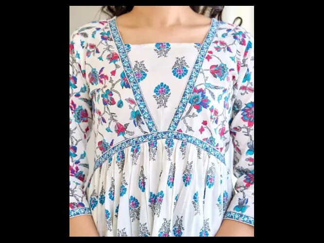 Geometric Print A-Line Cotton Midi Dress (6)