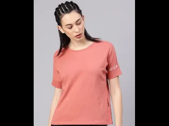 Pink Solid Round Neck T-shirt