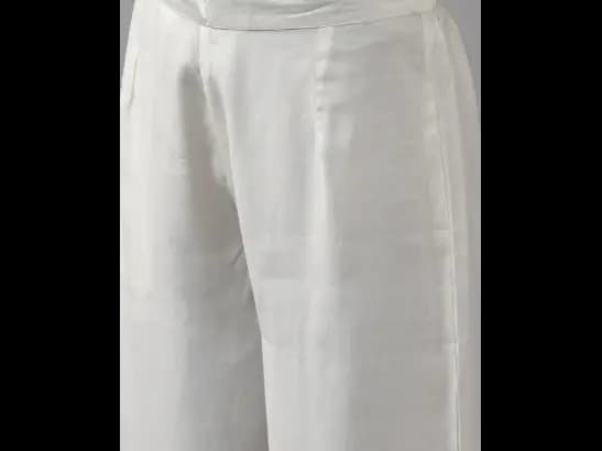 White Floral Yoke Design Regular Mirror Work Kurta with Palazzos & With Dupatta (5)