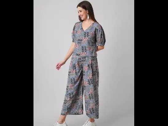 Printed Pure Cotton Top And Palazzos Co-Ords