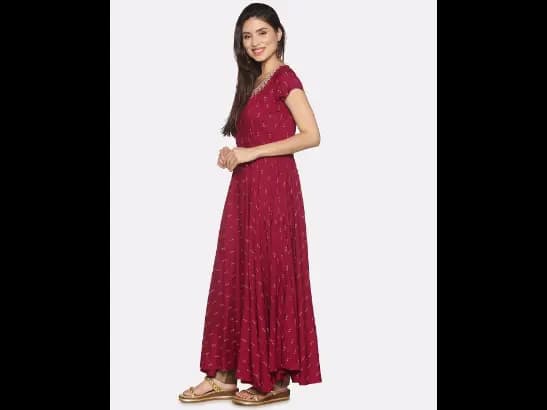 Micro Print Round-Neck Anarkali Kurta (2)