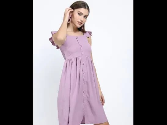 Lavender solid fit & flare dress (4)