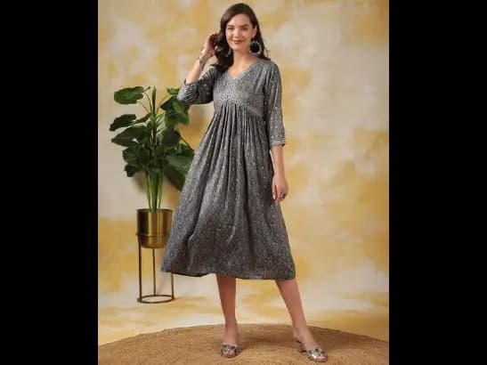 V-Neck Fit & Flare Dress