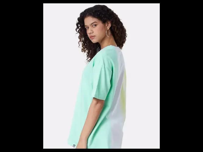 Women Yellow Printed Drop-Shoulder Sleeves Oversized T-shirt (4)
