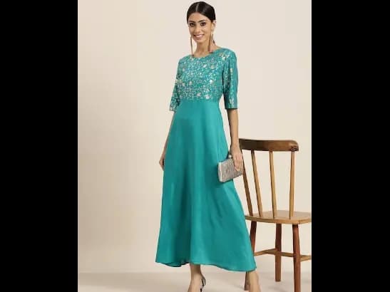 Teal Ethnic Motifs Ethnic Motifs Dress