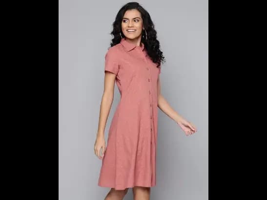 Floral Embroidered Pure Cotton A-Line Dress
