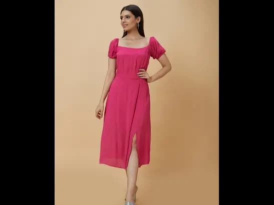 Square Neck A-Line Midi Dress