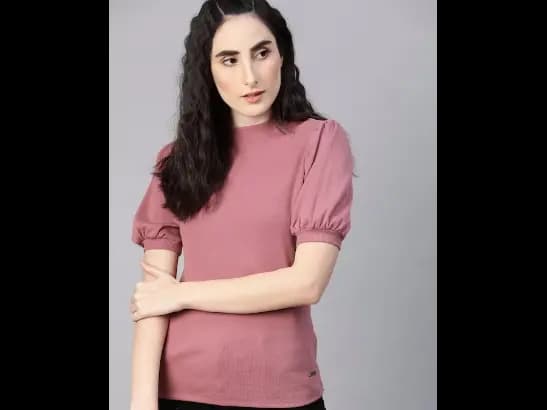The Lifestyle Co Pink Puff Sleeve Regular Top (2)