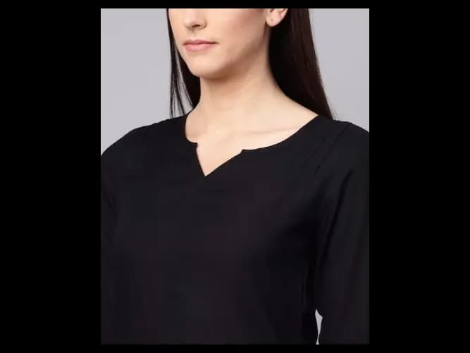 Women Black Solid Kurta with Palazzos (5)