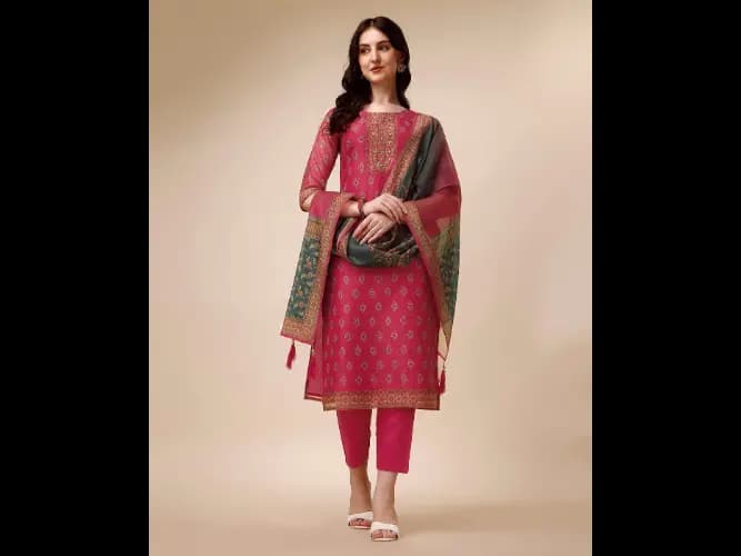 Embellished Straight Kurta with Pants & Dupatta Set (3)