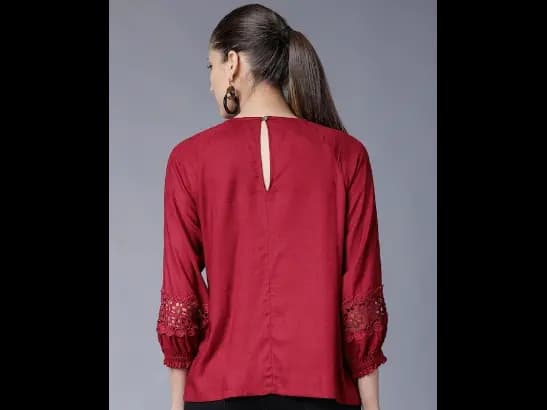 Women Maroon Solid Top (4)